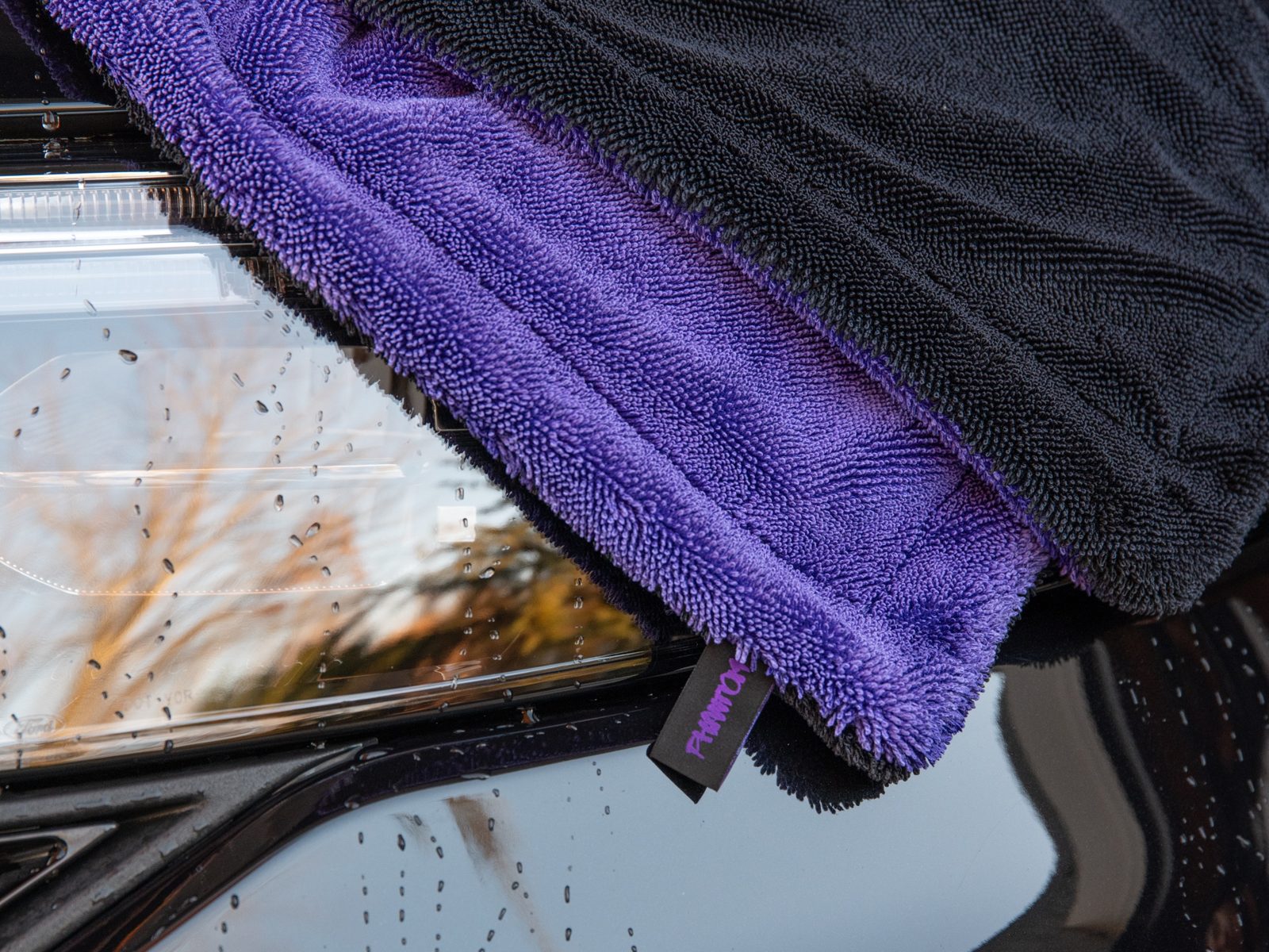 Phantom towel pulling water off a headlight